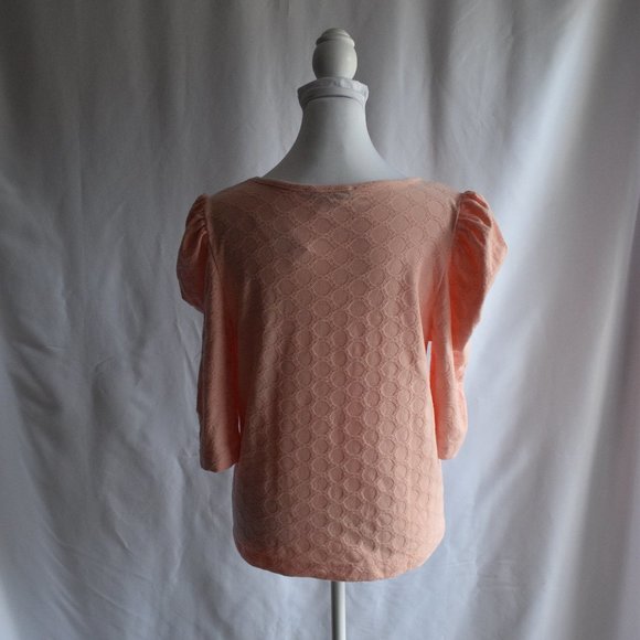LOFT Peach Puff Sleeve Top - Picture 3 of 5